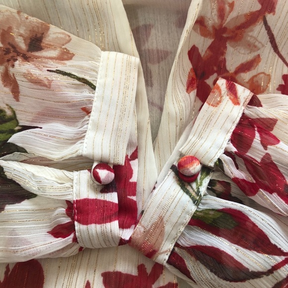 Guess Floral Camilla Chiffon Surplice Choker Bodysuit - Picture 15 of 15